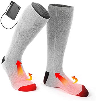 Electric Heating Socks, 1Pair Cold Weather Thermal Socks Battery Heated Socks for Women and Men Winter Foot Warm Equipment Cotton Thermal Socks for Skiing Cycling Hiking