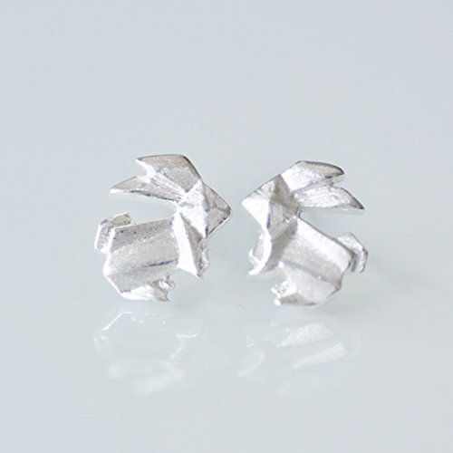 Origami Bunny Rabbit Earrings in Sterling Silver 925