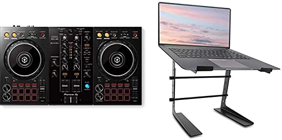 Pioneer DJ DJ Controller (DDJ-400) & Pyle Portable Adjustable Laptop Stand - 6.3 to 10.9 Inch Anti-Slip Standing Table Monitor or Computer Desk Workstation Riser