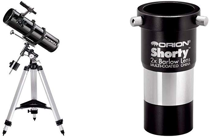 Orion 09007 SpaceProbe 130ST Equatorial Reflector Telescope (Black) Bundle with Orion 08711 Shorty 1.25-Inch 2X Barlow Lens (Black)