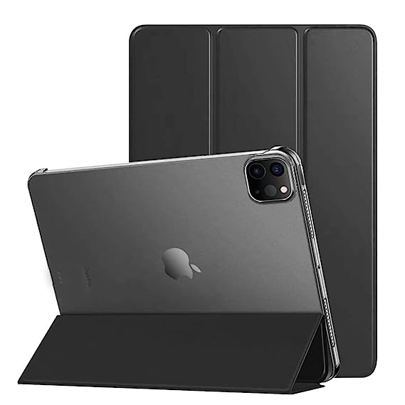 AmazonBasics Smart Trifold Hard Matte Back Flip Stand Case Cover for iPad Pro 2nd / 3rd / 4th Generation 11 inch 2020/2021/2022, [Support 2nd Gen Apple Pencil Charging] [Auto Sleep/Wake Case]- Black