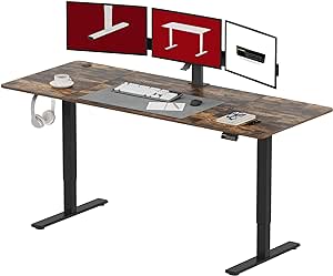 SANODESK 200 x 80 cm Escritorio Elevable Eléctrico con Tablero Escritorio Regulable en Altura Eléctrico Telescópico Bidireccional con Control de Memoria y Tecnología Anticolisión (Marrón)