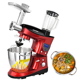 CHEFTRONIC Heating Bowl Multifunction Kitchen Stand Mixer SM-1088 120V/1000W 7.4QT Stainless Bowl with Meat Grinder Blender