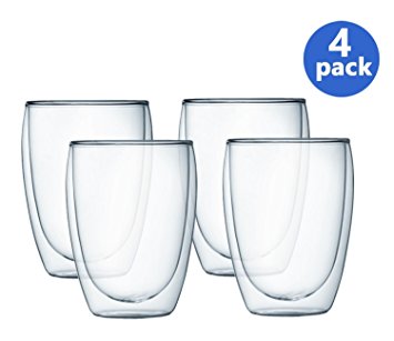 Bodum Pavina Double Wall Glass, 12-Ounce, Set of 4