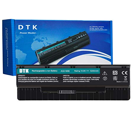 DTK 6 Cells 10.8V 5200mAh Laptop Battery Replacement for ASUS A31-N56 A32-N56 A33-N56 A32-N46 N46 N56 N76 R503C Series