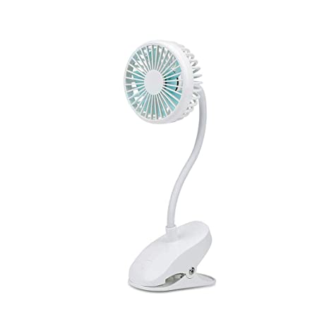 Ohderii Clip on Fan, 2000mAh Rechargeable Battery Operated Desk Fan with Flexible Neck for Baby Stroller, Car Seat, Treadmill, Office, Outdoor Camping (White)