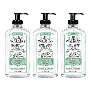 J.R. Watkins Gel Hand Soap, Scented Liquid Hand Wash for Bathroom or Kitchen, USA Made and Cruelty Free, 11 fl oz, Vanilla Mint, 3 Pack