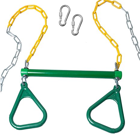 Trapeze Bar with Rings for Swing Set – Outdoor Playground Equipment Swing Bar