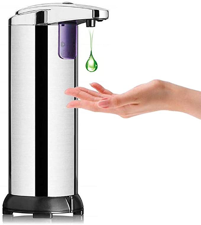 Decdeal Automatic Soap Dispenser, Touchless Electric Soap Dispenser, Infrared Motion Sensor Liquid Soap Dispenser with Adjustable Soap Dispensing Volume for Kitchen Bathroom, Stainless Steel