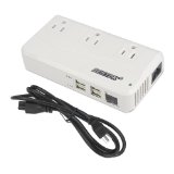 BESTEK Portable 3-Outlet HomeOffice Power Strip with 4 USB Charging Ports 52A Max