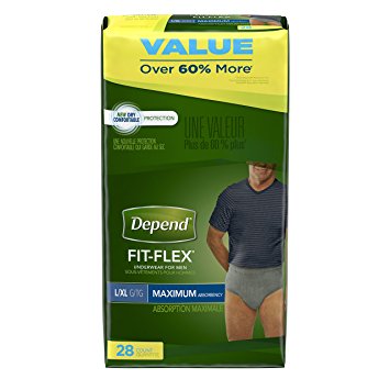 Depend FIT-FLEX Incontinence Underwear for Men, Maximum Absorbency, L/XL, 30 Count