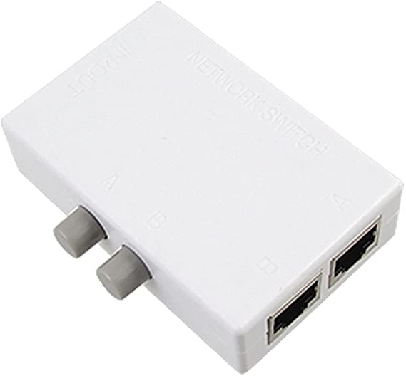 CellularFactory Mini 2-Port RJ45 Manual Network Switch (White) for Lenovo Computer