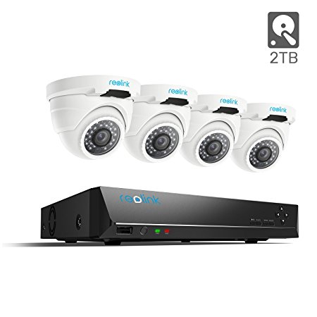 Reolink PoE Security Camera System 8CH 5MP NVR 2TB Hard Drive with 4 Outdoor 4 Megapixels PoE Surveillance IP Camera 1440P 100ft Night Vision Home Business RLK8-420D4