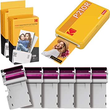 Kodak Mini 2 Retro 2.1x3.4” Portable Photo Printer (60 Sheets), Wireless Connection, Compatible with iOS, Android & Bluetooth, Real Photo, 4PASS & Lamination Process, Premium Quality – Yellow