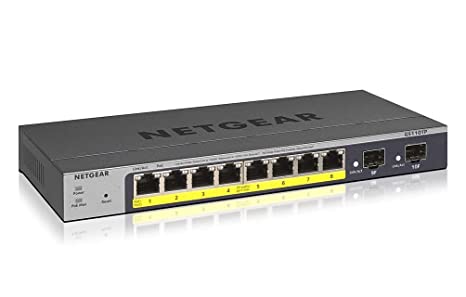 NETGEAR (GS110TPv3) 8-Port Gigabit PoE  Ethernet Smart Managed Pro Switch with 2 SFP Ports and Cloud Management