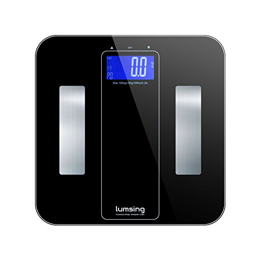 Lumsing Smart Digital Body Weight Bathroom Scale, 10 Users Auto Recognition, Measures Weight, Body Fat, BMI, Water, Muscle and Bone Mass, 180kg/400lb (Black)