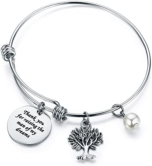 CJ&M Mother in Law Gift Family Tree Bracelet - Thank You for Raising The Man/I Will Take Care of Her Always Bracelet