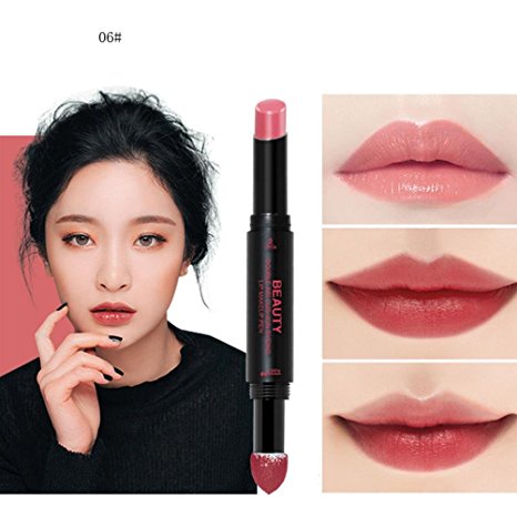 Hunputa Lipstick,Korean Dual Ended Long Lasting Waterproof Lip Pencil Jelly Lip Pen Moisturizing Matte Lipstick Lip Gloss Beauty Makeup Tool (E)