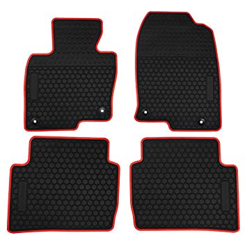 biosp Car Floor Mats for Mazda CX-5 CX5 2017 2018 2019 Front And Rear Seat Heavy Duty Rubber  Liner Black Red Vehicle Carpet Custom Fit-All Weather Guard Odorless