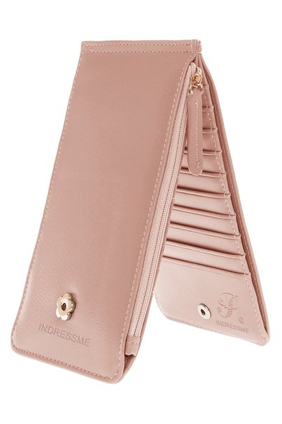 Indressme Womens Bifold Multi Card Case Thin Wallet with Zipper Pocket