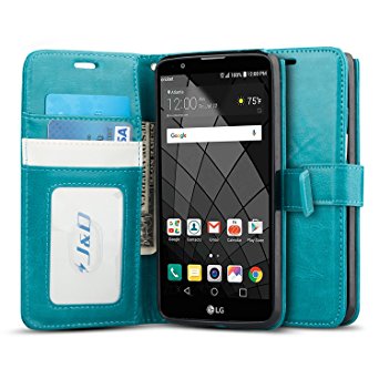 LG Stylus 2 Case, LG Stylo 2 Case, J&D [Wallet Stand] [Slim Fit] Heavy Duty Protective Shock Resistant Wallet Case for LG Stylus 2/Stylo 2 - Aqua