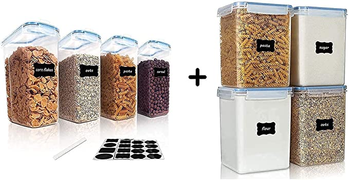 Vtopmart 4pcs Cereal Containers and 4pcs Large Food Containers
