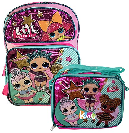 L.O.L Surprise! Large School Backpack 16" Girls Bag Pink LOL Bag w/Lunch bag