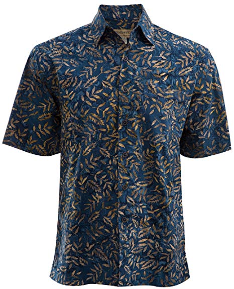 Johari West Floating Leaves Tropical Cotton Batik Shirt By
