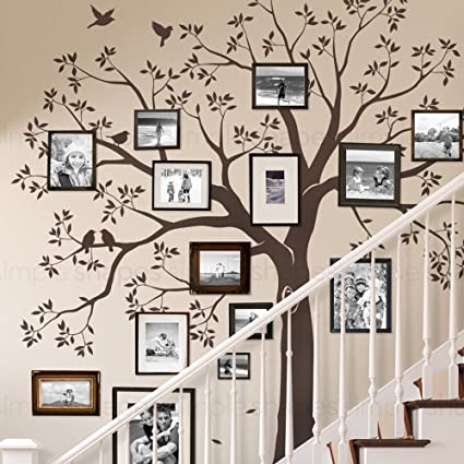 Simple Shapes Staircase Family Tree Wall Decal Tree Wall Decal - (Chestnut Brown, Standard Size: 109.5 w x 105 h Inch)