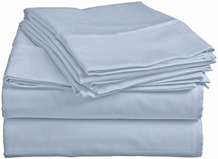 Bed Sheet Set-Deep Pocket Comfort-Affordable Quality-4 Piece, Poly-Cotton Blend, Hypoallergenic, Wrinkle, Fade and Stain Resistant-300TC by Pacific Linens (Full Size, Sky Blue)
