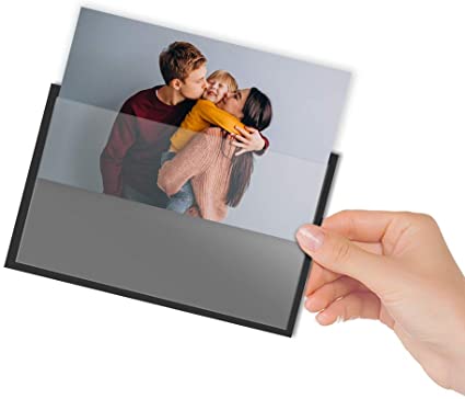 Sticky Shoot - 4x6 Inch Magnetic Picture Frames for Refrigerator - 12 Black Background Strong Photo Magnets Pocket / Sleeves for Your Fridge, Locker and Office Cabinet