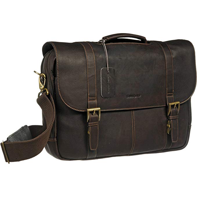 Samsonite Colombian Leather Flap-Over Messenger Bag, Brown