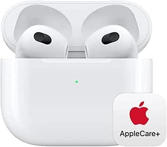 Apple AirPods (3rd Generation) Wireless Ear Buds, Bluetooth Headphones, Spatial Audio, Water Resistant, Lightning Charging Case Included, Up to 30 Hours of Battery Life with AppleCare  (2 Years)