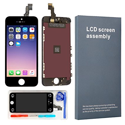 KAICEN Touch Screen Replacement LCD Display Digitizer Frame Assembly Full Set with Tools and Professional Glass Screen Protector For iPhone 5C Black 4.0 inches