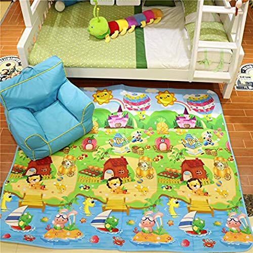Zofey Play Baby Waterproof Double Side Big Soft Crawl Floor Mat for Kids (Large/6 X 5 ft, Multicolour) with Zip Bag to Carry