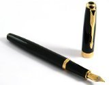 Baoer Black Classic Ciger Golden Ring Fountain Pen Stylish with Push in Style Ink Converter