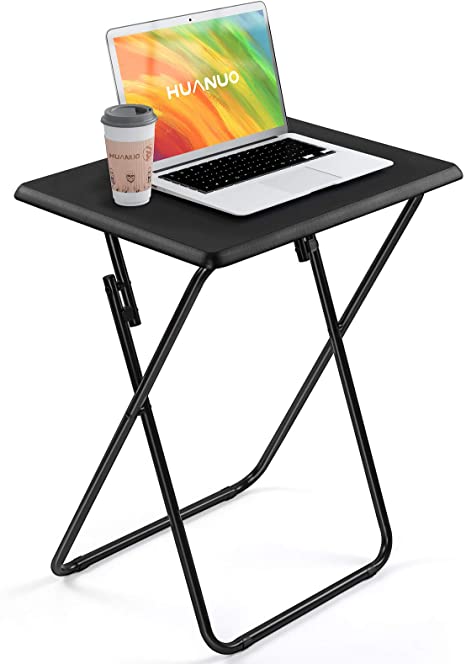 HUANUO Folding TV Tray Table -Stable Tray Table with No Assembly Required, TV Dinner Tray for Eating, Foldable Snack Tables for Bed & Sofa, Home & Office Use