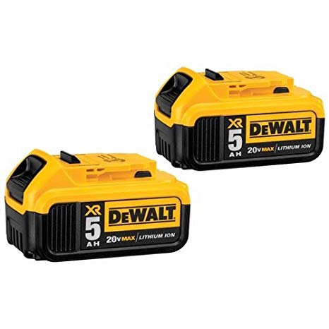 DEWALT 20V MAX XR 5.0Ah Lithium Ion Battery, 2-Pack