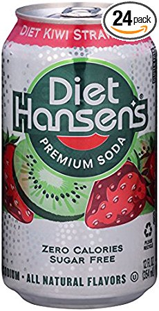 Hansen's Diet Soda Cans, Kiwi Strawberry, 12 Ounce (Pack of 24)