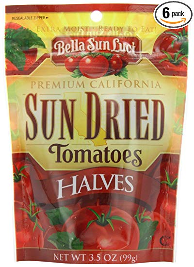 Bella Sun Sun Dried Tomato Halves, 3.5-Ounce Pouches (Pack of 6)