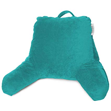 Nestl Reading Pillow, Medium Bed Rest Pillow with Arms for Kids Teens & Adults – Premium Shredded Memory Foam TV Pillow - Teal