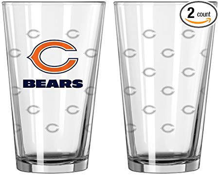 Boelter Brands Chicago Bears Satin Etch Pint Glass Set
