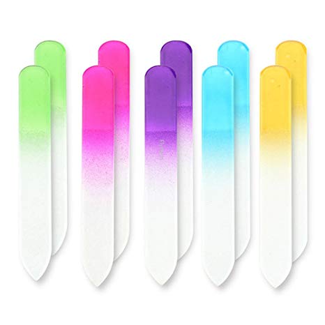 FlyItem® 10 Pcs/Set Crystal Glass Mixed Color Nail Files Manicure Nail Art Decoration Makeup Cosmetic Tool