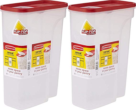 Rubbermaid Flip Top Cereal Keeper, Modular Food Storage Container, BPA-free, 22 Cup, 2 Pack