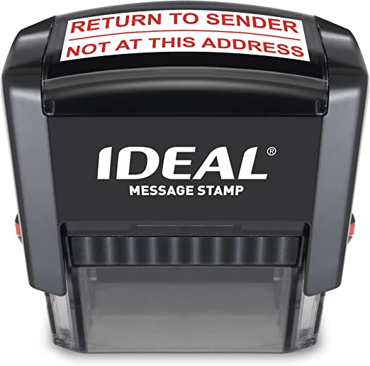 IDEAL Self Inking Stamp – Return to Sender, NOT at This Address – Red Ink, Impression Size 9/16” x 1-1/2”