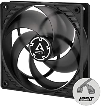 ARCTIC P12 PWM PST - 120 mm Case Fan with PWM Sharing Technology (PST), Pressure-optimised, Quiet Motor, Computer, Fan Speed: 200-1800 RPM - Black/Transparent