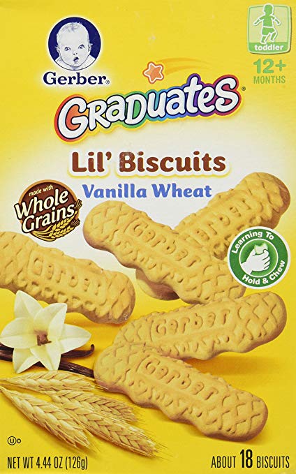 Gerber Graduates Lil' Biscuits VANILLA WHEAT 4.44oz. (3 Boxes)