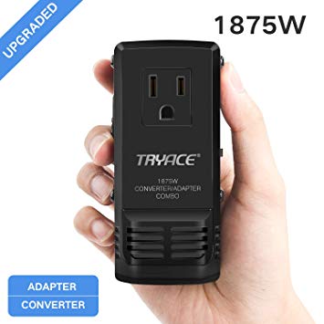 TryAce 1875W Travel Adapter and Converter Combo 240V to 110V international Voltage Converter for Hair Dryer, All in One Plug 8A Max Adapter Wall Charger for UK/AU/US/EU 150  Countries (1875W-Upgraded)