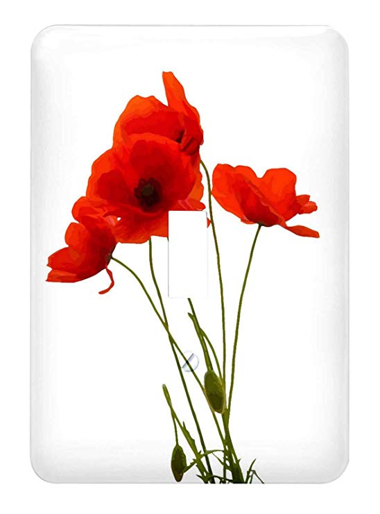 3dRose lsp_217331_1 Delicate Red Poppies Vector Single Toggle Switch Multicolor