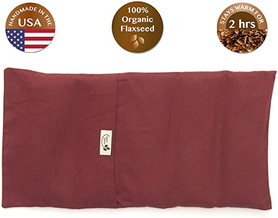 ComfyComfy Microwaveable Organic Flaxseed Heating Pad with Washable Case 21" x 11", Made in USA, Red